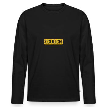 couillon insulte humour panneau plaque 405 w - T-shirt manches longues Premium bio Homme - noir - Devant - Nico (187cm)