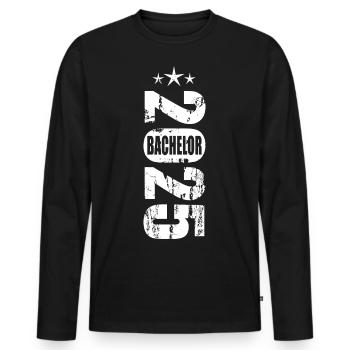 Bachelor 2025 Vintage - Männer Premium Bio Langarmshirt - Schwarz - Vorne - Nico (187cm)