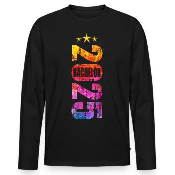 Bachelor 2025 Vintage - Männer Premium Bio Langarmshirt - Schwarz - Vorne - Nico (187cm)