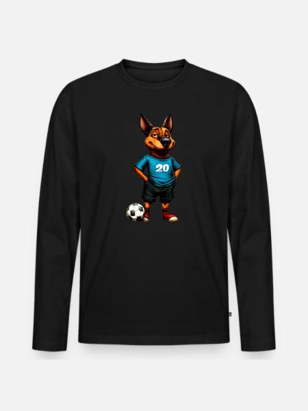 Fussball Hunde - Männer Premium Bio Langarmshirt - Schwarz