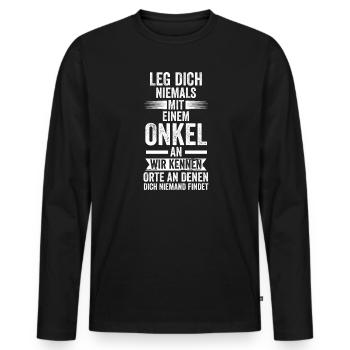 Onkel Familie Neffe Geschenk - Männer Premium Bio Langarmshirt - Schwarz - Vorne - Nico (187cm)