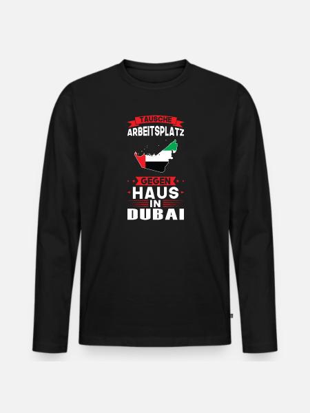Dubai Flagge Dubaisch Geschenk - Männer Premium Bio Langarmshirt - Schwarz