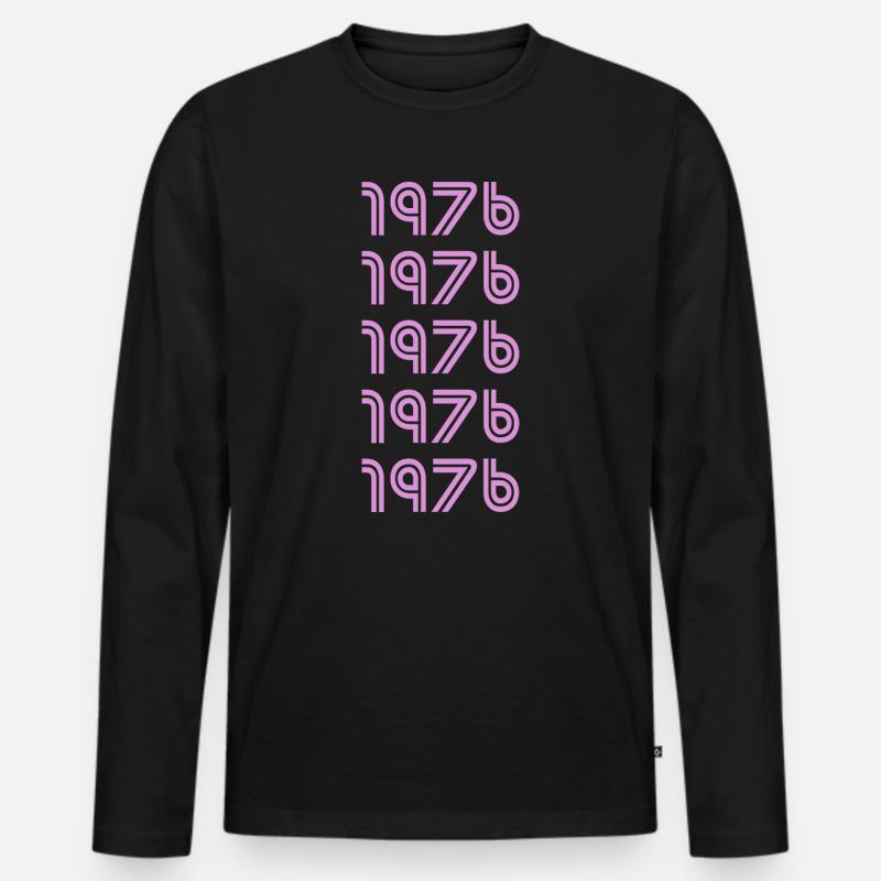 Pink 1976 - Männer Premium Bio Langarmshirt - Schwarz