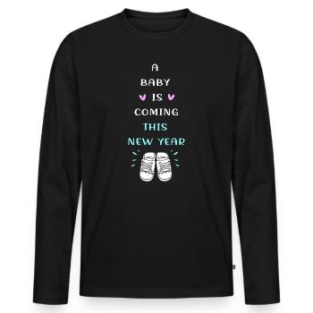 Gender Reveal New Year's Eve New Year New Year - Men's Premium Organic Long Sleeve Shirt - black - Front - Nico (187cm)