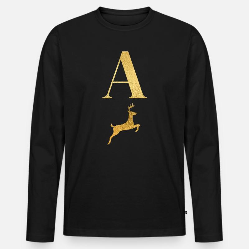 Brief an einen goldenen Hirsch - Geschenkidee - Männer Premium Bio Langarmshirt - Schwarz