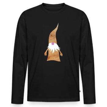 Noël de Noël en bois pastel de gnome - T-shirt manches longues Premium bio Homme - noir - Devant - Nico (187cm)