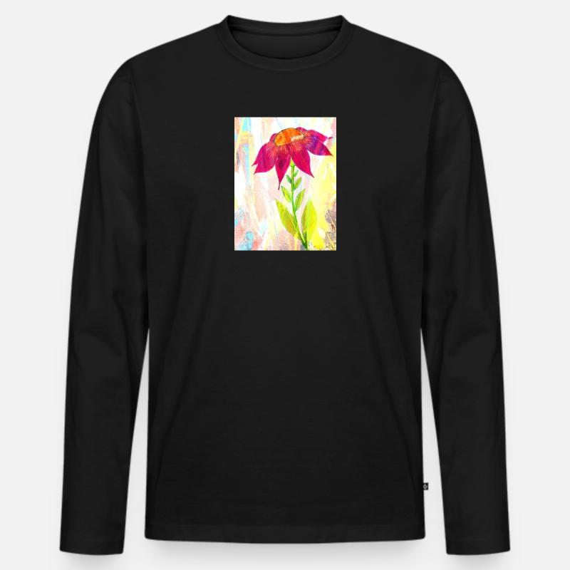 Eine Blume - Männer Premium Bio Langarmshirt - Schwarz