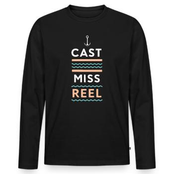 Missed cast reel - Men's Premium Organic Long Sleeve Shirt - black - Front - Nico (187cm)