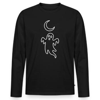 Moonlight Ghost Line Art - Men's Premium Organic Long Sleeve Shirt - black - Front - Nico (187cm)