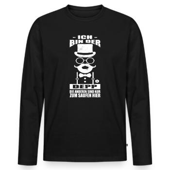 Ich Bin Der Depp Die Anderen Sind Zum Saufen Hier - Männer Premium Bio Langarmshirt - Schwarz - Vorne - Nico (187cm)