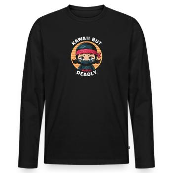 Kawaii mais mortel - T-shirt manches longues Premium bio Homme - noir - Devant - Nico (187cm)