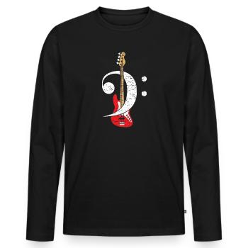 Bass Cleff Headstock - Guitar - Men's Premium Organic Long Sleeve Shirt - black - Front - Nico (187cm)