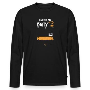 I Need My Garage Time Daily - Männer Premium Bio Langarmshirt - Schwarz - Vorne - Nico (187cm)