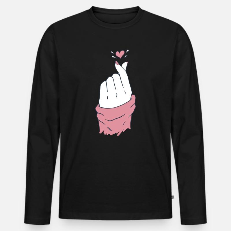 kpop hand herz pink - Männer Premium Bio Langarmshirt - Schwarz