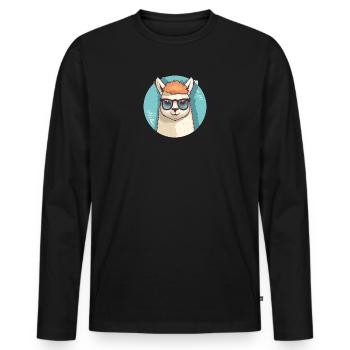 Alpaca Llama Sunglasses - Men's Premium Organic Long Sleeve Shirt - black - Front - Nico (187cm)