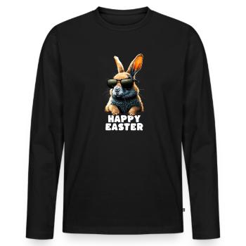 Cool Rabbit - Happy Easter - Men's Premium Organic Long Sleeve Shirt - black - Front - Nico (187cm)