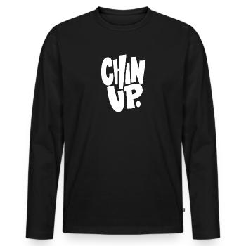 Chin Up - Men's Premium Organic Long Sleeve Shirt - black - Front - Nico (187cm)