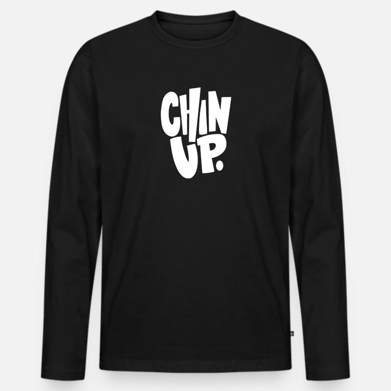 Chin Up - Männer Premium Bio Langarmshirt - Schwarz