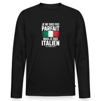 I'm Not Perfect But Italian Humor Gift - Men's Premium Organic Long Sleeve Shirt - black - Front - Nico (187cm)