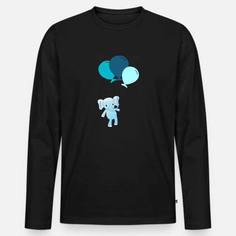 Personalisierbar Elefant mit Luftballons - Männer Premium Bio Langarmshirt - Schwarz