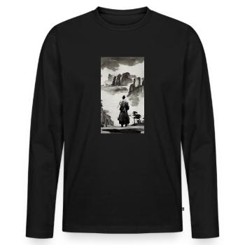 Samurai Japanisch Dunkel - Männer Premium Bio Langarmshirt - Schwarz - Vorne - Nico (187cm)