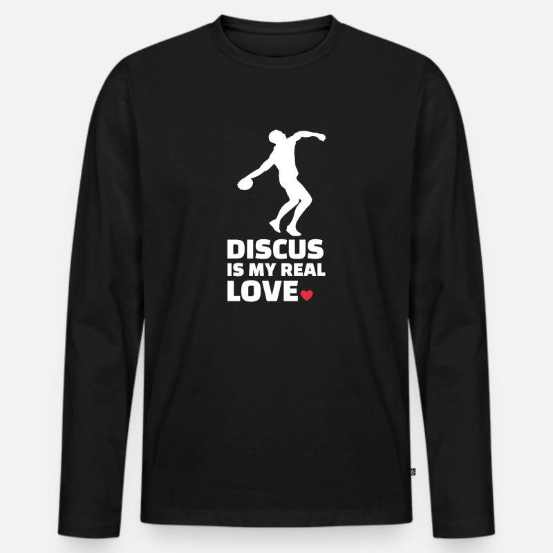 Diskus - Männer Premium Bio Langarmshirt - Schwarz