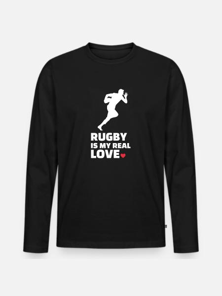I love rugby - Men's Premium Organic Long Sleeve Shirt - black
