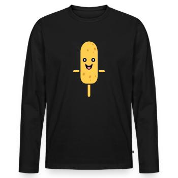 Mais Hundefutter - Männer Premium Bio Langarmshirt - Schwarz - Vorne - Nico (187cm)