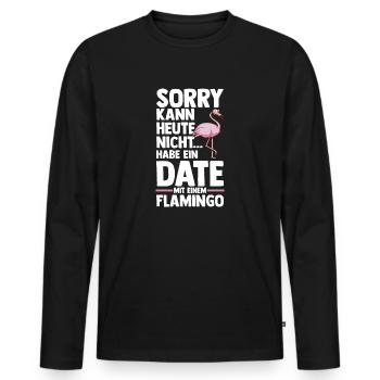 Habe Ein Date mit Meinem Flamingo - Männer Premium Bio Langarmshirt - Schwarz - Vorne - Nico (187cm)