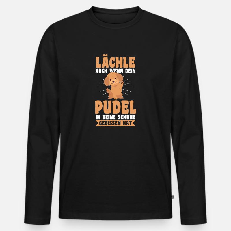 Hund Pudel - Männer Premium Bio Langarmshirt - Schwarz
