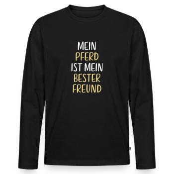 Mein Pferd ist mein bester Freund - Männer Premium Bio Langarmshirt - Schwarz - Vorne - Nico (187cm)