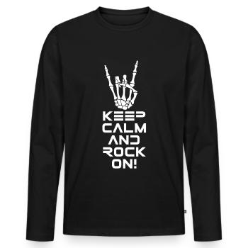 Keep Calm and Rock on! Heavy metal, music, concert - Men's Premium Organic Long Sleeve Shirt - black - Front - Nico (187cm)