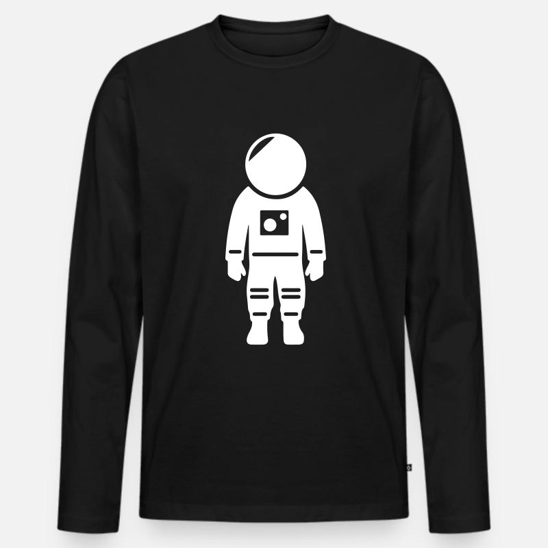 Astronaut Raumanzug - Männer Premium Bio Langarmshirt - Schwarz