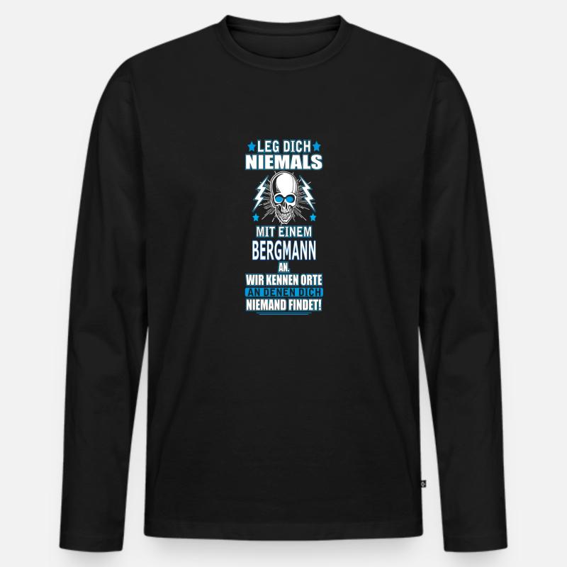 BERGMANN - Männer Premium Bio Langarmshirt - Schwarz