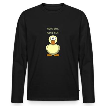 Duck good, all right! - puns - Men's Premium Organic Long Sleeve Shirt - black - Front - Nico (187cm)