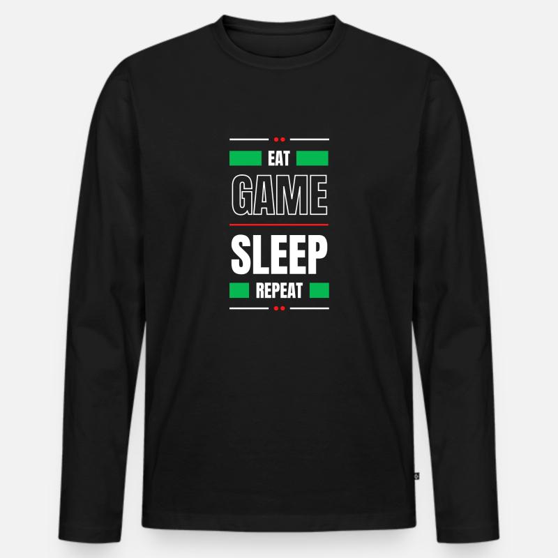 EAT GAME SLEEP REPEAT - Männer Premium Bio Langarmshirt - Schwarz