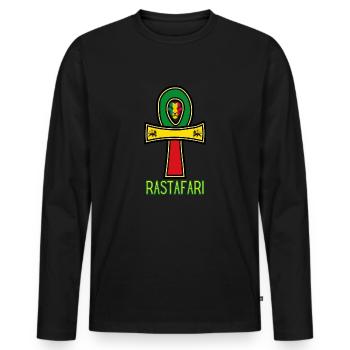 RASTAFARI ANKH REGGAE RASTA - T-shirt manches longues Premium bio Homme - noir - Devant - Nico (187cm)
