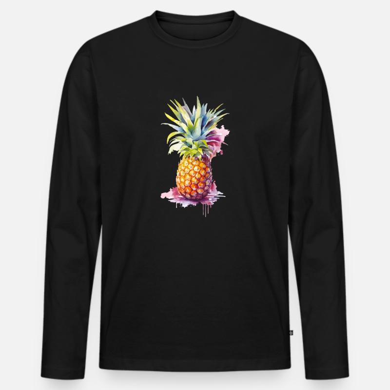 ananas - Männer Premium Bio Langarmshirt - Schwarz