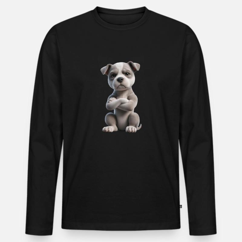 Hund grimmig 2 - Männer Premium Bio Langarmshirt - Schwarz