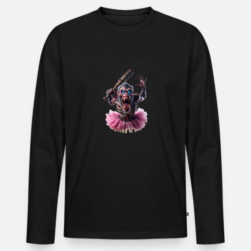 Zombie Affe im Tutu - Männer Premium Bio Langarmshirt - Schwarz