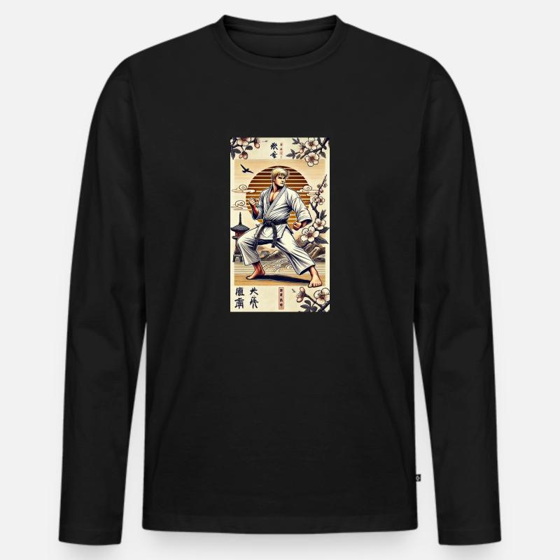 Karate MEISTER - Männer Premium Bio Langarmshirt - Schwarz