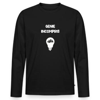 Génie incompris - T-shirt manches longues Premium bio Homme - noir - Devant - Nico (187cm)