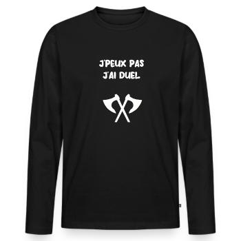 J’peux pas j’ai duel - T-shirt manches longues Premium bio Homme - noir - Devant - Nico (187cm)