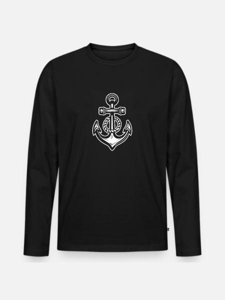 Anker Boot Schiff Nautik - Männer Premium Bio Langarmshirt - Schwarz