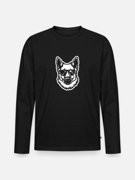 German Shepherd Dog Dog Head - Men's Premium Organic Long Sleeve Shirt - black