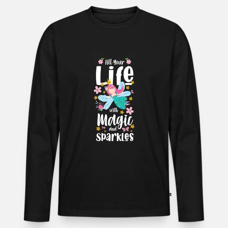 Elfe Schwester Einhorn - Männer Premium Bio Langarmshirt - Schwarz