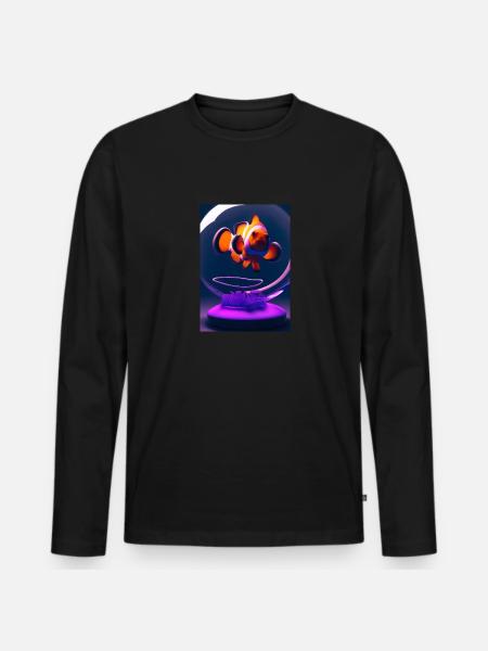 Clownfisch Kopfhörer - Männer Premium Bio Langarmshirt - Schwarz