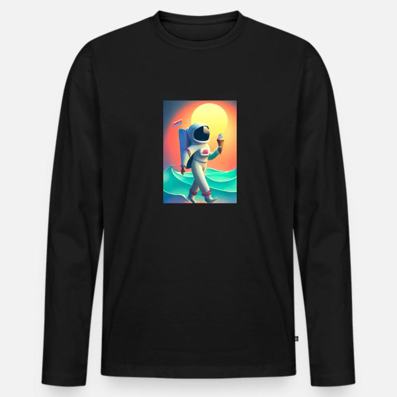Astronaut mit Eiscreme - Männer Premium Bio Langarmshirt - Schwarz
