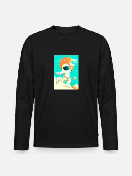 Astronaut mit Eiscreme - Männer Premium Bio Langarmshirt - Schwarz