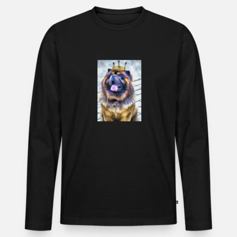 Chow Chow mit Krone - Männer Premium Bio Langarmshirt - Schwarz